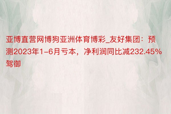 亚博直营网博狗亚洲体育博彩_友好集团：预测2023年1-6月亏本，净利润同比减232.45%驾御