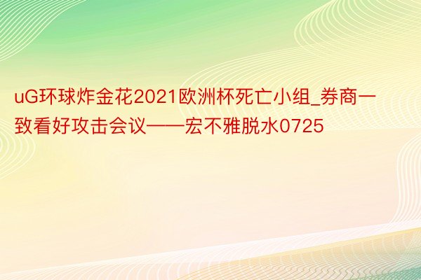 uG环球炸金花2021欧洲杯死亡小组_券商一致看好攻击会议——宏不雅脱水0725