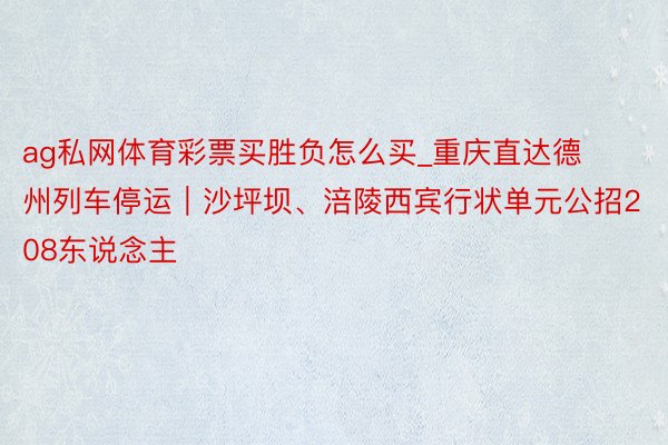 ag私网体育彩票买胜负怎么买_重庆直达德州列车停运｜沙坪坝、涪陵西宾行状单元公招208东说念主