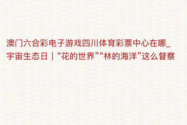 澳门六合彩电子游戏四川体育彩票中心在哪_宇宙生态日｜“花的世界”“林的海洋”这么督察