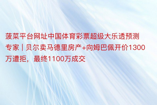 菠菜平台网址中国体育彩票超级大乐透预测专家 | 贝尔卖马德里房产+向姆巴佩开价1300万遭拒，最终1100万成交